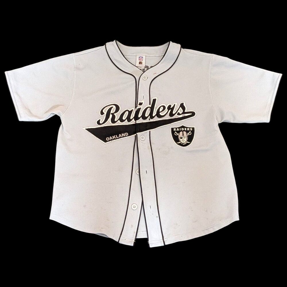 Vtg 2004-05 NFL stadium Oakland Raiders Baseball Jersey L Arch Logo Team **See